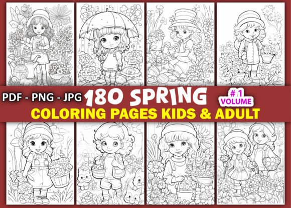 180 Spring Coloring Pages Kids & Adult