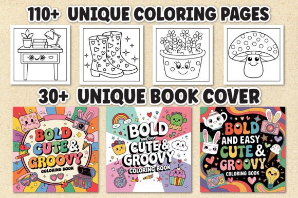 Bold & Easy Cute & Groovy Coloring Book
