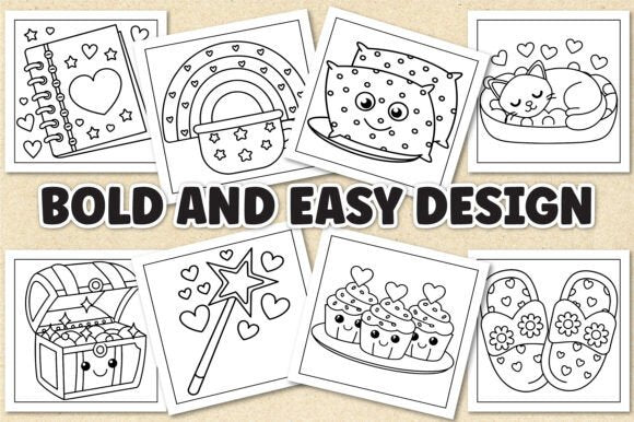 Bold & Easy Cute & Groovy Coloring Book